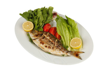 fried fish isolated on white