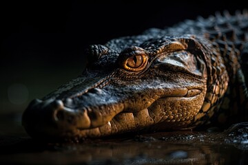Obraz premium Crocodile close up portrait. Generative AI
