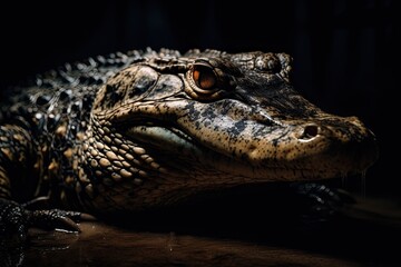 Fototapeta premium Crocodile close up portrait. Generative AI