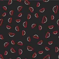 Line Sailor hat icon isolated seamless pattern on black background. Vector