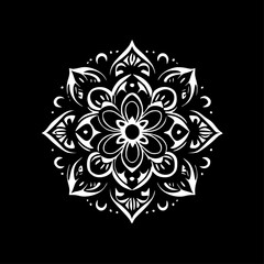 Mandala - Black and White Isolated Icon - Vector illustration