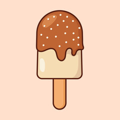 Cute melting ice cream popsicle cartoon icon vector illustration. Desserts & Sweet Foods Flat Design icon concept. Vector flat outline icon