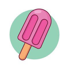 Cute frozen ice cream popsicle cartoon icon vector illustration. Desserts & Sweet Foods Flat Design icon concept. Vector flat outline icon