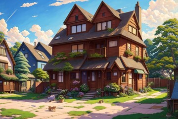 Cartoon-style old house in medieval town [AI Generated]