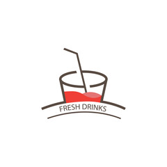 juice drink logo design abstract line vector illustration