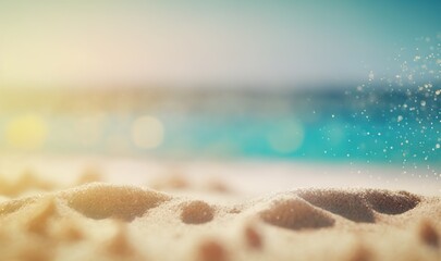 Fototapeta na wymiar a blurry photo of sand and water on a beach. generative ai