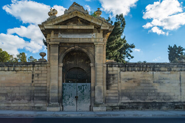 The entrance to the Jewish Cemetery win Marsa, Malta.