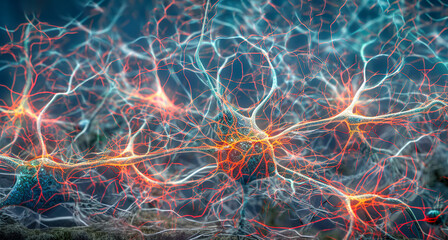 Power of the Brain, Interconnected Neurons Sending Electrochemical Signals, Generative AI