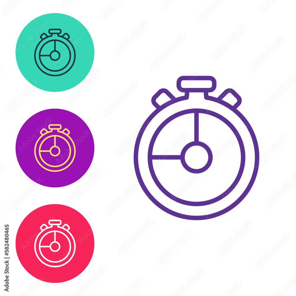 Poster set line stopwatch icon isolated on white background. time timer sign. chronometer sign. set icons c