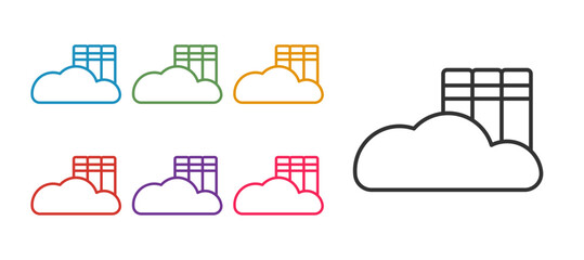 Set line Cloud or online library icon isolated on white background. Internet education or distance training. Set icons colorful. Vector