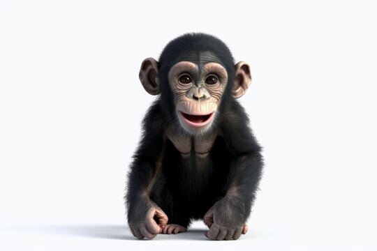 A cartoon baby chimpanzee against a white backdrop will make your projects amusing. Generative AI