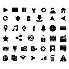 website icon set vector. Suitable for media icon, sign or symbol.