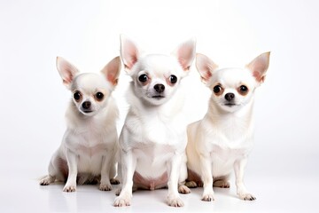 Obraz premium Chihuahuas are reclining on a white background. Generative AI