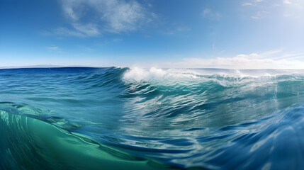 Fototapeta premium Ocean surface with gentle waves. Sunny day with a clear sky.