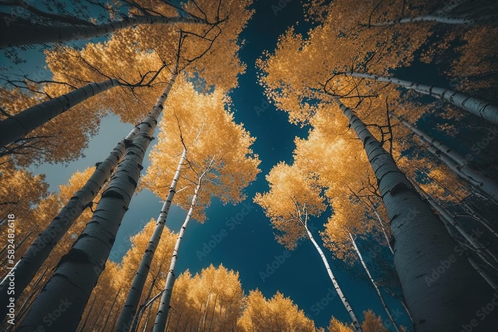 Poster fallen leaves in a vertical composition generative ai