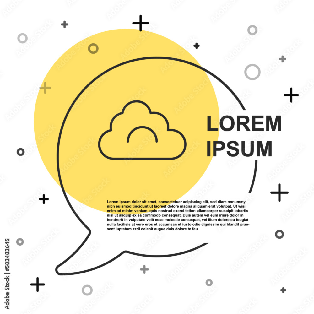 Poster black line cloud icon isolated on white background. random dynamic shapes. vector