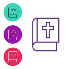 Obraz premium Set line Holy bible book icon isolated on white background. Set icons colorful. Vector