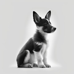 Adorable German Shepherd Puppy Isolated in Black and White: Perfect Pet for Your Loving Home: Generative AI