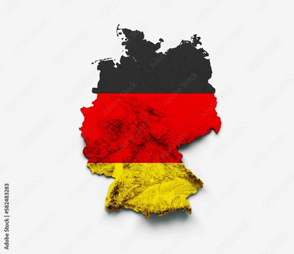 Poster 3d rendering of the german map flag isolated on a white background