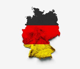 3D rendering of the German map flag isolated on a white background
