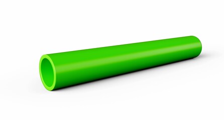 3D rendering of a green PVC pipe isolated on a white background