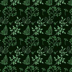 Beautiful romantic flower collection Seamless floral Green pattern background Vector Pattern Bright color Pattern suitable for posters, postcards, fabric or wrapping paper