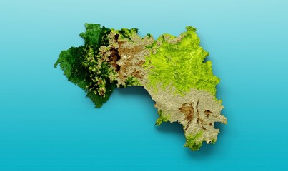 3d illustration of a Guinea map isolated on a blue background