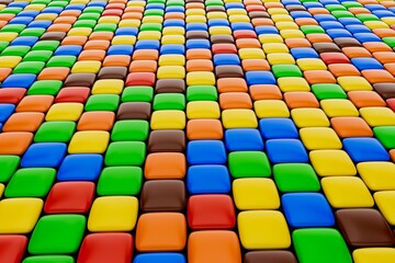Fototapeta premium 3D illustration of a colorful background with a square chocolate candy pattern