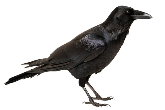 crow png, transparent background - isolated, white background, black crow, generative ai