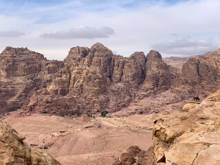 View of High Place of Sacrifice trail in the Lost city of Petra
