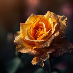 Close-up shot of a rose close-up blurred macro background Generative AI
