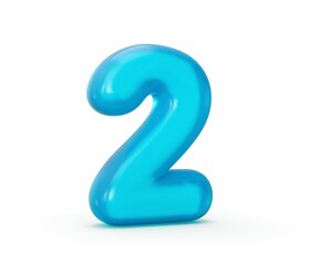 3D rendering of a jelly-style number 2 isolated on a white background