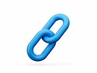 3D rendering of a blue chain link symbol isolated on a white background