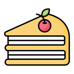 Cake Piece Line Color Icon 