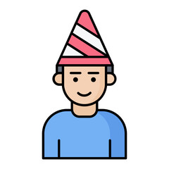 Birthday Boy Line Color Icon 