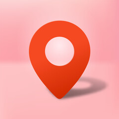 realistic map pin pointer icon. red address and location symbol. paper cut style