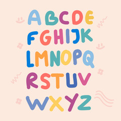 hand lettering doodle alphabet font sketch. Vector alphabet