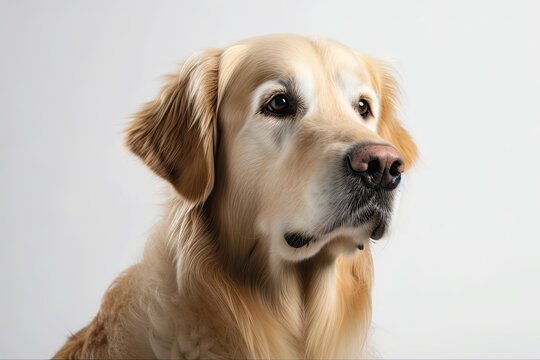 An image of a golden retriever against a white background. Generative AI