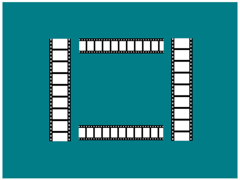 Film Strip icon. Movies Flim background with Flim roll. Film Strip icon. Black filled vector illustration. Film frame photo strip high-resolution blank filter. 3d flim roll