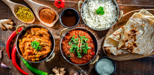 Hot madras paneer and vegetable masala with rice