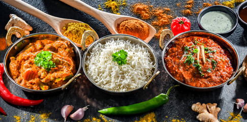 Hot madras paneer and vegetable masala with rice