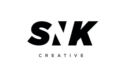 SNK letters negative space logo design. creative typography monogram vector	