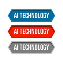 Artificial Intelligence Machine Label Button Icon Design Vector