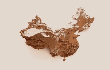 3d illustration of the Map of China in old and retro style