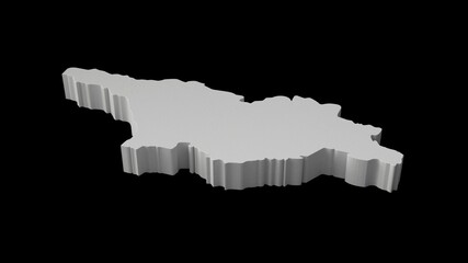 3d illustration of the cartography and topology map of Georgia on a black background