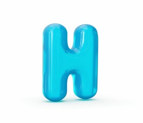 3d illustration of Aqua Blue jelly H letter isolated on white background