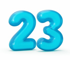 3d rendering of the Blue jelly digit 23 isolated on white background, colorful numbers for kids