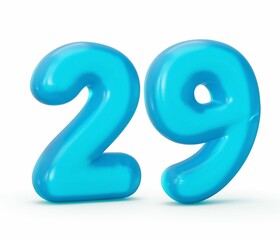 Blue modern 3D illustration of the letter twenty nine on a white background
