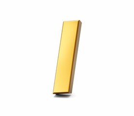 3d illustration of the golden letter I on a white isolated background