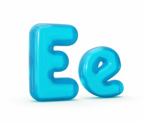 Aqua Blue jelly letter E isolated on white background